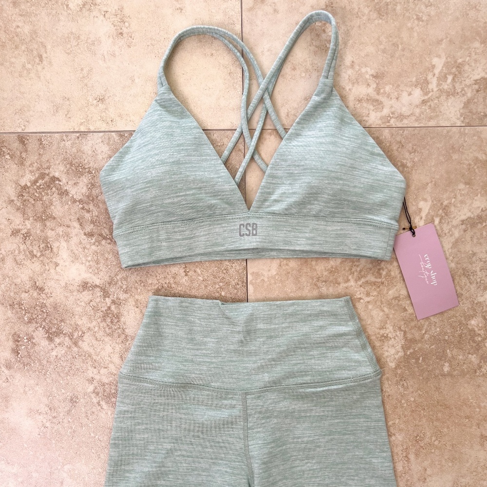 NWT Crop Shop Boutique CSB Stella Crop & Shorts In Jade Marl XS